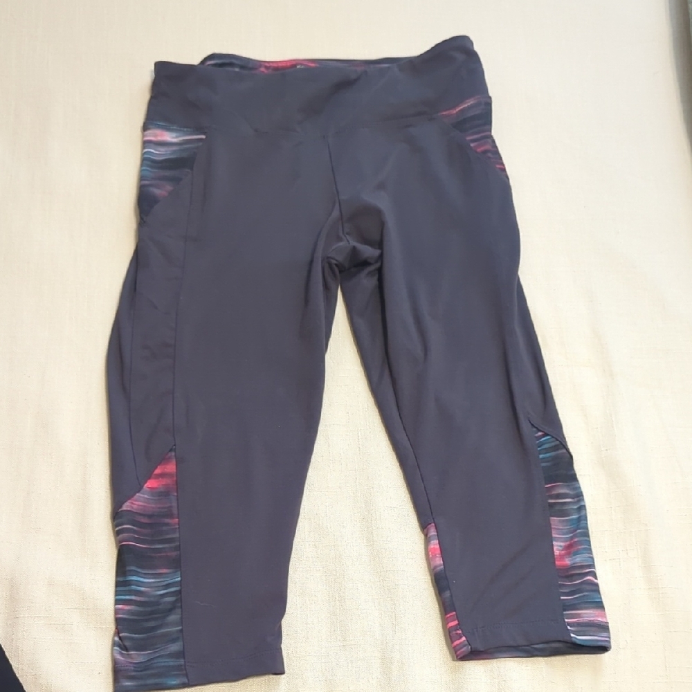 Marika Tek Gray Leggings with Pink and Purple Accents